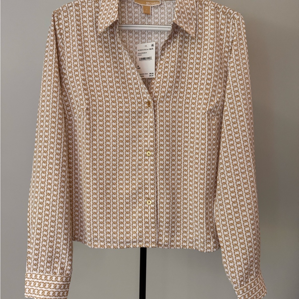 Michael Kors Tan and White Patterned Shirt